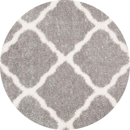 Safavieh 4 x 4 ft. Parma Shag Contemporary Round Power Loomed Rug; Grey & Cream PMA521G-4R